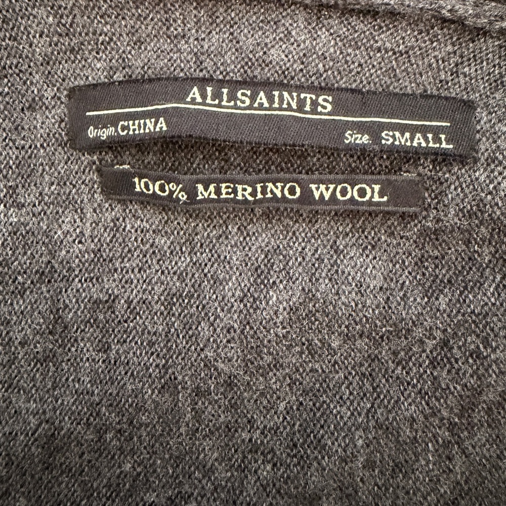 All Saints Gray Merino Wool Sweater